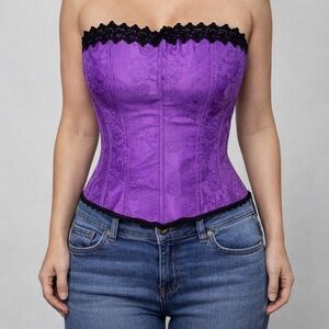 Fredericks of Hollywood Purple Corset Bustier Lace Up sz 44 Whimsigoth Festival